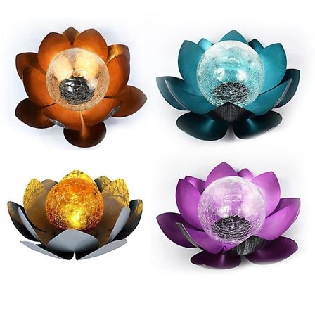 Solcellslampa Vattentät Smidesjärn Lotus Dekorljus Lotus Solcellslampa Utomhus Trädgård Damm Lotusljus Trädgårdslandskapslampa