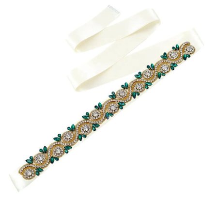 Bröllopsklänning Bälte Rhinestones Golden Belt BEIGE