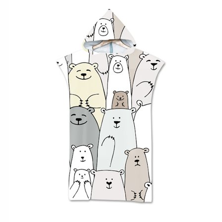 1PC Isbjörn Familj Poncho Strandhandduk, Mikrofiber Sport Surfi