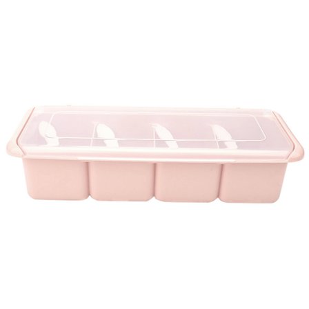 Kryddställ med 4 fack, kryddhylla, kryddbehållare (rosa)