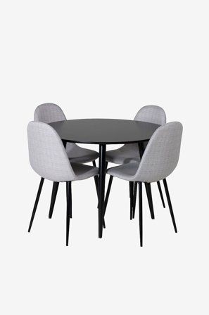 Venture Home - Spisebordssett Plaza med 4 stoler Polar - Svart - Spisegruppe 4 personer - Fra Homeroom