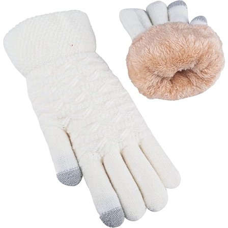 Vintervarme Touchscreen-handsker til kvinder, termiske strikkede uldhandsker med fleecefor til koldt vejr{ROG}