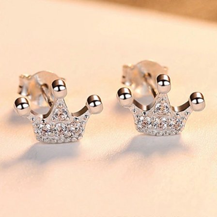 925 Sterling Sølv Søde Prinsessekrone Øreringe Til Kvinder Glitrende Øreringe Smykker Festartikler Sølvfarve