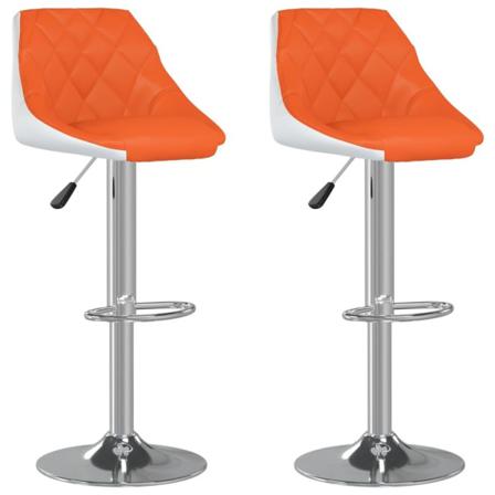 Barstolar 2 St Orange Och Vit Konstläder Vit
