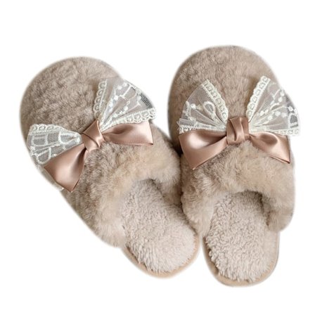 Fluffy Slippers med Bånd i Farveblokke til Efterår og Vinter