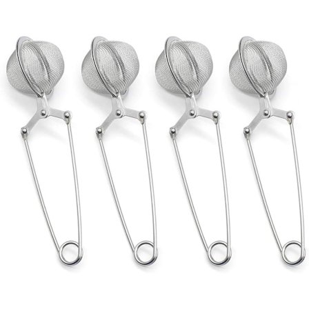 4 stk. Kuleformede Te-Sil med Håndtak i Rustfritt Stål