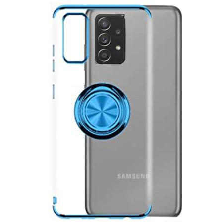 Samsung Galaxy A72 - Elegant Silikonskal Med Ringhållare Blå