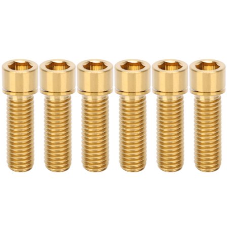 6 st M8x25mm Styrhuvudsskruv Styrbolt Titanlegering Cykel Reservdel Tillbehör Guld