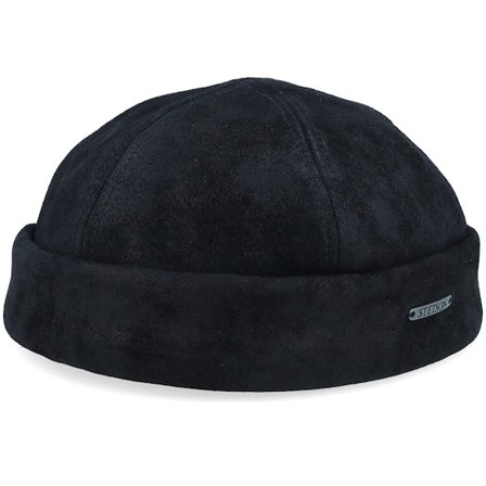Stetson - Schwarz docker Mütze - Pig Skin Black Docker @ Hatstore