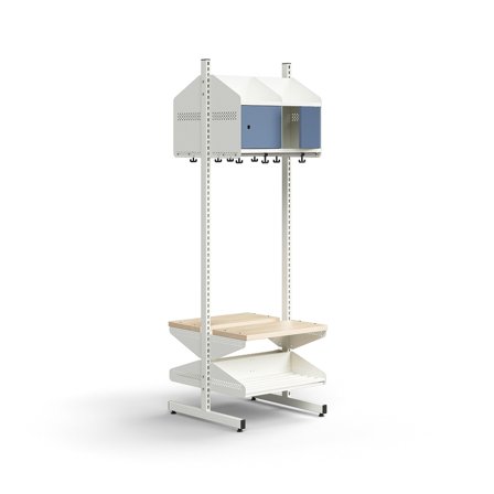 Garderobenschrank ENTRY, Grundmodul, bodenstehend, 1800 x 600 x 600 mm, weiß/blau