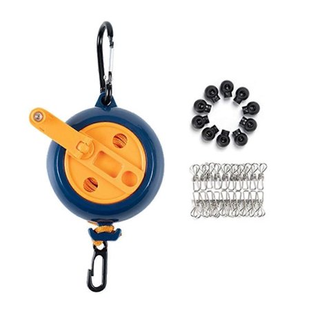 Bärbar Resklädstreck, 10m Utdragbar Klädstreck, Campingklädstreck med 20 Klädnypor