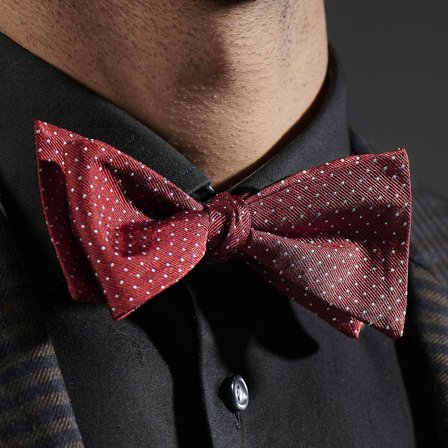 Papion self-tie din mătase roșu cu picățele pentru bărbați - Papioane self-tie