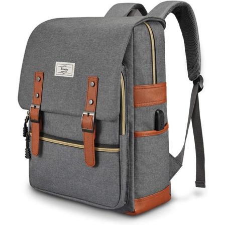 College-reppu Max 15,6 tuuman kannettavan tietokoneen casual reppu vedenpitävä Business Travel -koulureppu USB Unisex liitännällä (harmaa) Gray