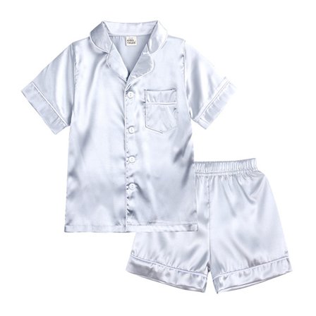 Liten pojke flickor kort satin pyjamas set, L(XTZ8380A)