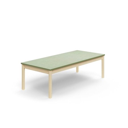 Pöytä DECIBEL, 1800x800x530 mm, ääntä vaimentava linoleumi, koivu/harmaanvihreä