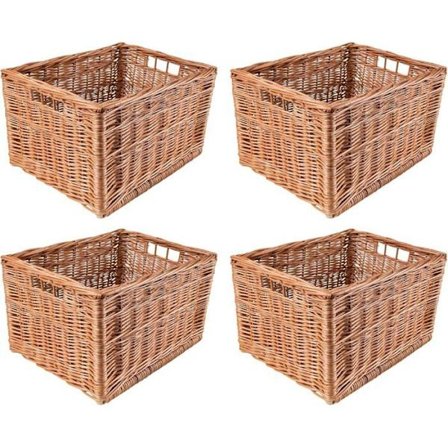 Sæt med 4 Kreative Hjem Rattan Opbevaringskurve Rektangulær Naturlig 40x30x24 cm
