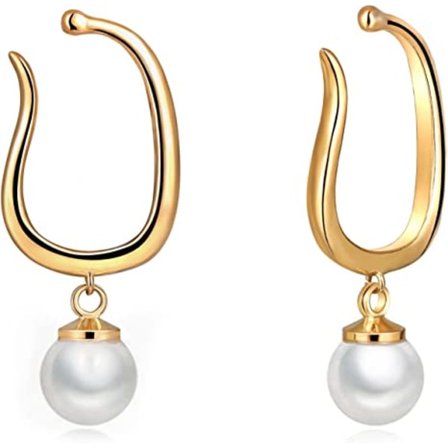 Pärlmanschettklippörhängenhänge utan hål i öronen 14K guld