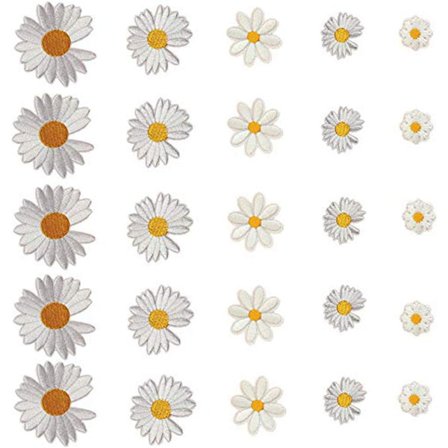 25 st Daisy Flower Patch Flower Applique Stryk-på lappar Embr