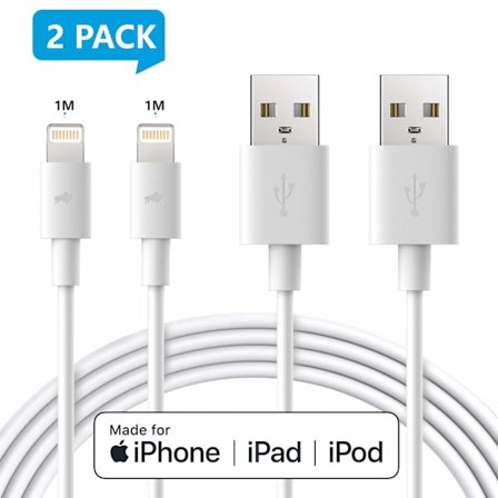 (2st) (2-Pack) 1 meter Lightning iPhone Laddnings Kabel