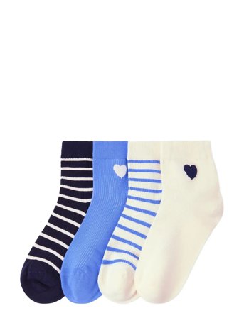 Lindex Sock High Ankle 4 P Stripes An - Navy - 36/38