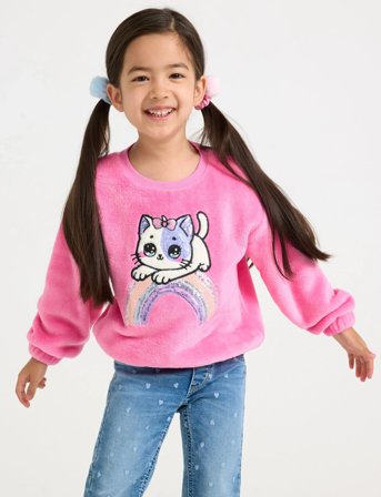 Lindex Sweater Pile Unicorn Sequins - Pink - 104
