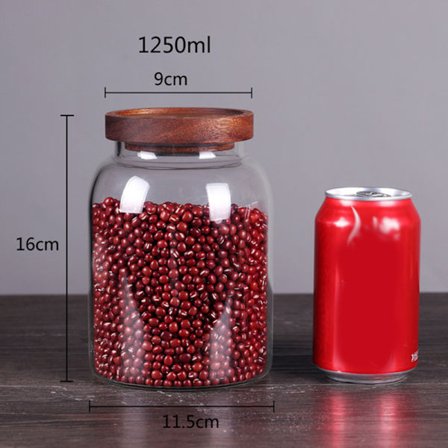 Stor kapacitet hushållsglas förvaringsburk förseglade burkar med trälock Kök spannmål bönor mat godis förvaringsbehållare