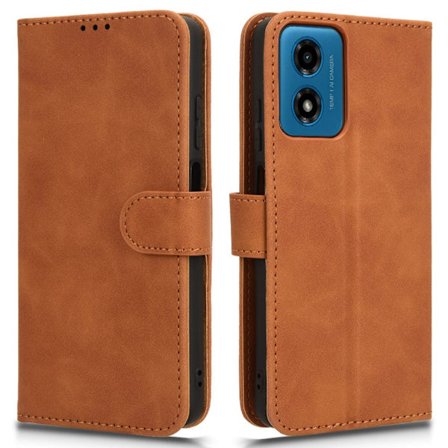 SKALO Motorola Moto E14 4G Matt PU-læderpungetui - Brun