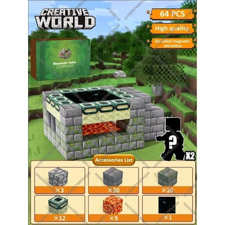 Magnetiske Byggeklodser Mine Verden Montessori Pædagogisk STEM Sensorisk Legetøj til Magnetiske Terninger Børn Drenge Piger Alder 3+ DIY Legetøjsgave