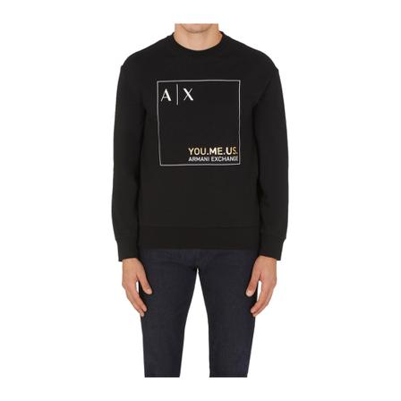 Armani Exchange, Sweatshirt with Logo Zwart, Heren, Maat:L