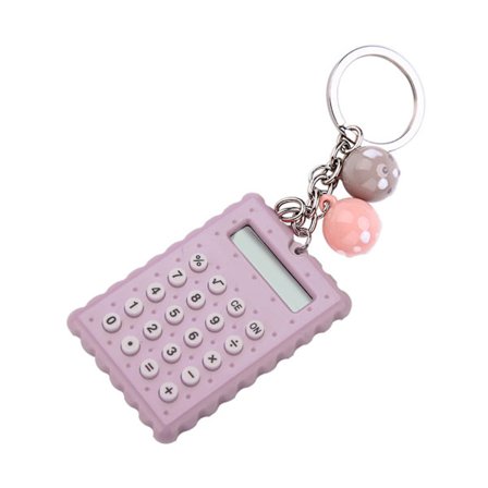 Bærbar Søt Kjeks Stil Nøkkelring Kalkulator Godteri Farge Lommekalkulator (Grå Lilla)