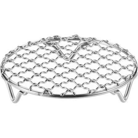4,7-tommers Rund Madlavningsrist i Rustfrit Stål - Grillnet med Krydsnet og 20 mm Ben til Bagning, Dampning og Grill