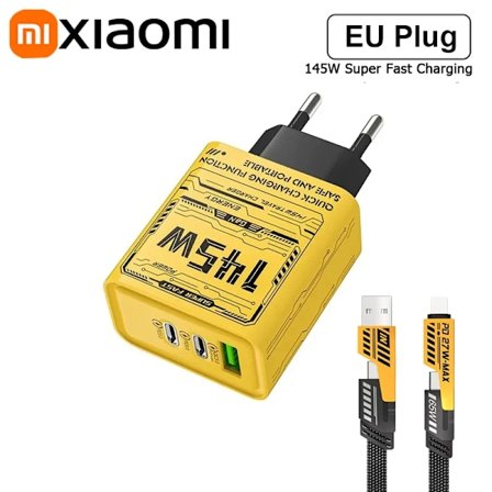 Xiaomi 145W 3-Portars Ultrasnabb Laddning Type-C Telefonladdare USB-C QC 3.0 Super Charge För Huawei Iphone Samsung