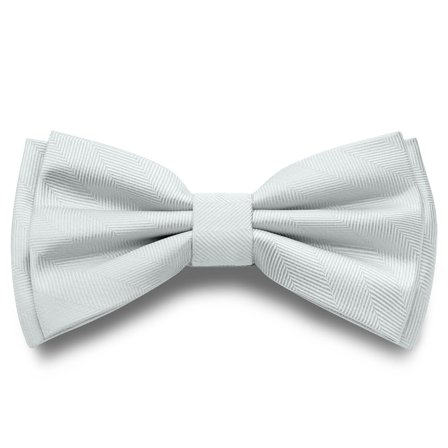 Silver-tone Pre-Tied Herringbone Bow Tie for Men - Pre-tied bow ties