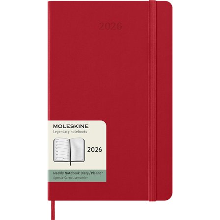 Moleskine Calendrier 12M Weekly Notebook 2026 Hardcover Large Red