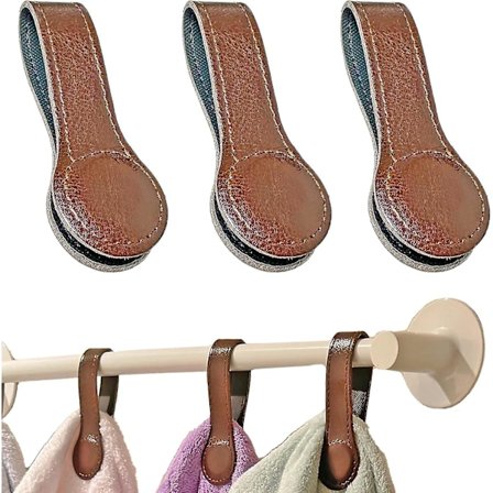 3-pak Læder Håndklædeklemmer Magnetiske Badehåndklædeklemmer Håndklædekroge Med Magneter Til Håndklædestænger Og Hylder, Køkken- Og 