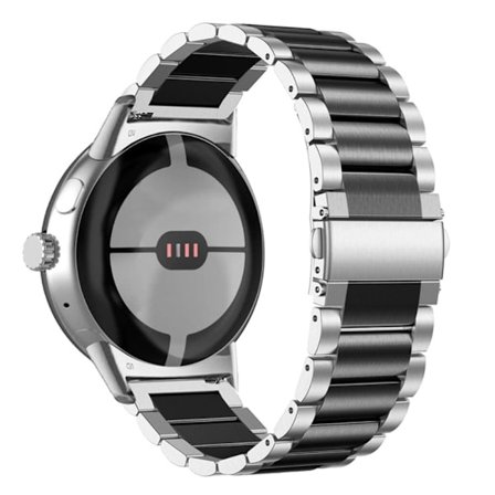 Google Pixel Watch elegant klockarmband i 316 rostfritt stål - Silver / Svart