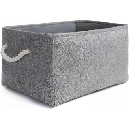 Foldbar Opbevaringsboks, Tyk Stof Opbevaringskurv med Håndtag til Hylde Legetøj (M, Grå)