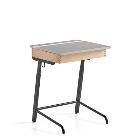 School desk AXIOM, sound absorbing linoleum, anthracite grey/dark grey