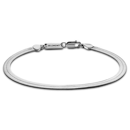 Argentia | 925s | Pulsera de cadena tipo espiga de plata de ley chapada en rodio de 4 mm para hombres - Pulseras de acero