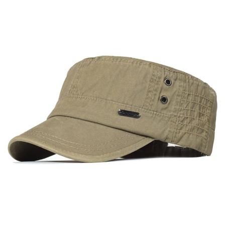 Pestyt puuvillaiset sotilaalliset lippalakit miehille, ainutlaatuinen muotoilu vintage litteä silinteri, khaki color