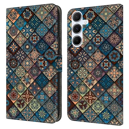 Samsung Galaxy A26 5G lompakko asia kuvio tulostus jalusta nahka Flip Phone Cover - Sininen Kukka