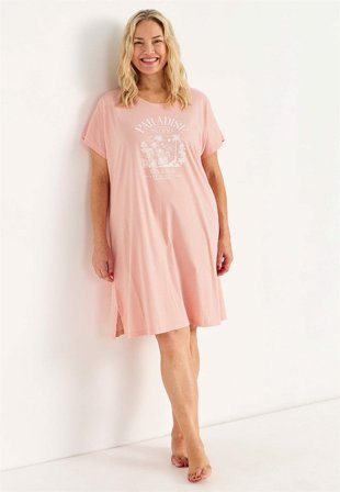 Cellbes of Sweden - Kortermet nattkjole i korall for damer i størrelse 34/36