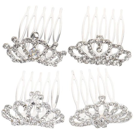 4 kpl tyttöjen pieni kruunutiara lapsille, strassikampa, lajitelma värejä