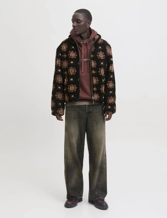 Jack & Jones Jornorrebro Teddy Aop Jacket - Black - XL