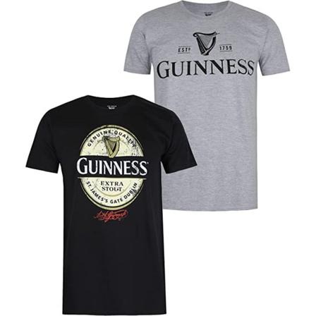 Guinness Logo T-shirt För Män (förpackning Om 2) Xl Grå/svart
