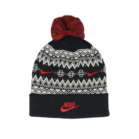 Nike - Black pom Beanie - Peak Beanie Black/White/Red Pom @ Hatstore