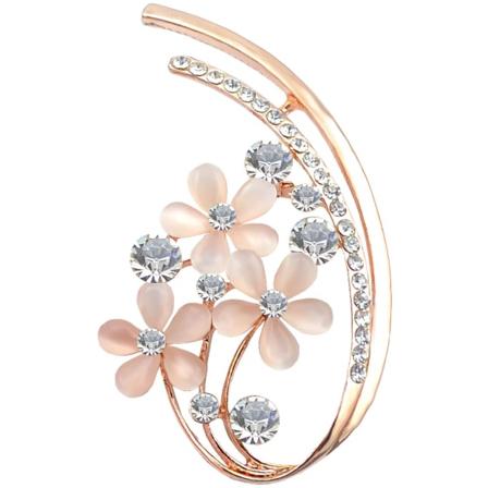 Full Rhinestone Five Flower Opal Broscher för Kvinnor Vintage Kläder Dekoration Smycken Kristall Brosch Pins