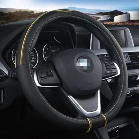 (Gul)2018 NYTT PU-läder Cover Universal 38cm Sport Design Rattskydd Fodral Case de flesta bilar Styling