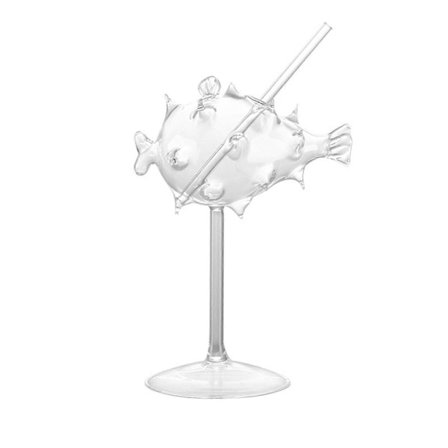 200 ml Kreativ Kuglefisk Cocktailglas Martini Glas med Sugerør Transparent Bægerglas Bar Fest Drikkevarer8700521863482