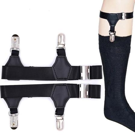 2 stk Justerbare Elastiske Sokkholdere med Metallklips Sokkstropper (FMY)